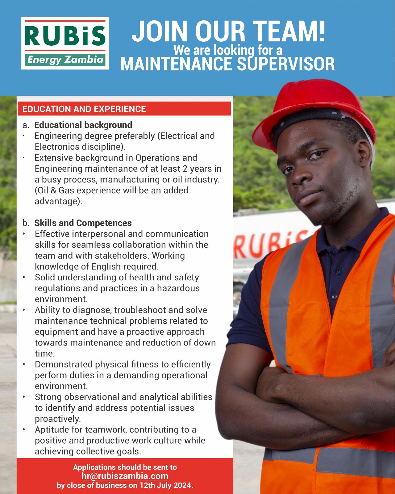 Join Our Team as a Maintenance Supervisor